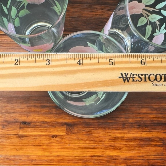 VINTAGE Franciscan Pink Flower Highball Glasses - Set of 3 - Picture 7 of 15